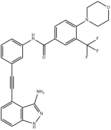 Benzamide, N-[3-[2-(3-amino-1H-indazol-4-yl)ethynyl]phenyl]-4-(4-morpholinyl)-3-(trifluoromethyl)- Structure