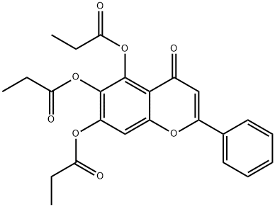 4H-1-Benzopyran-4-one, 5,6,7-tris(1-oxopropoxy)-2-phenyl- 구조식 이미지