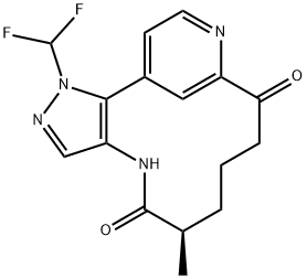 4H-11,15-Metheno-1H-pyrazolo[4,3-b][1,7]diazacyclotetradecine-5,10-dione, 1-(difluoromethyl)-6,7,8,9-tetrahydro-6-methyl-, (6R)- Structure