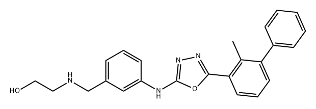 Ethanol, 2-[[[3-[[5-(2-methyl[1,1'-biphenyl]-3-yl)-1,3,4-oxadiazol-2-yl]amino]phenyl]methyl]amino]- Structure