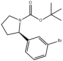 1-Pyrrolidinecarboxylic acid, 2-(3-bromophenyl)-, 1,1-dimethylethyl ester, (2R)- 구조식 이미지
