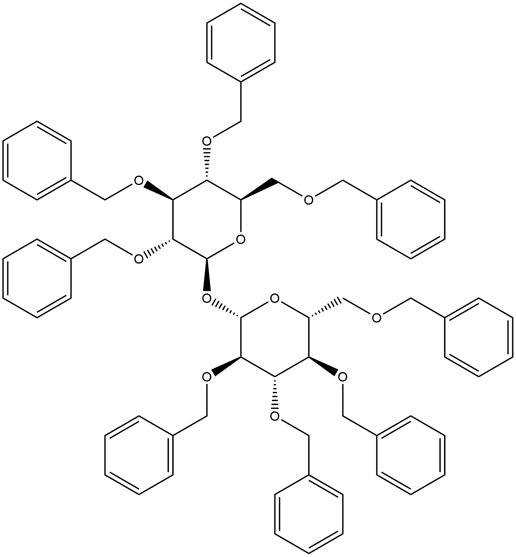 β-D-Glucopyranoside, 2,3,4,6-tetrakis-O-(phenylmethyl)-β-D-glucopyranosyl 2,3,4,6-tetrakis-O-(phenylmethyl)- Structure