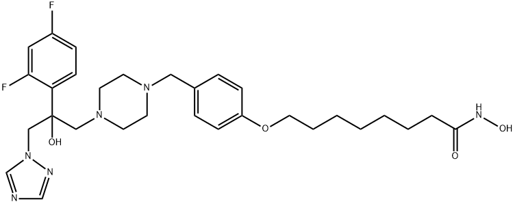 Octanamide, 8-[4-[[4-[2-(2,4-difluorophenyl)-2-hydroxy-3-(1H-1,2,4-triazol-1-yl)propyl]-1-piperazinyl]methyl]phenoxy]-N-hydroxy- Structure