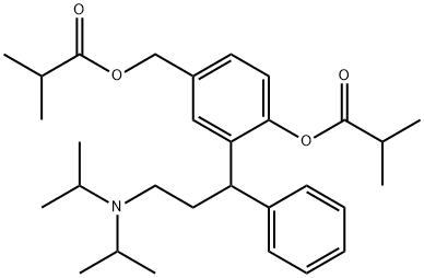Propanoic acid, 2-methyl-, 2-[3-[bis(1-methylethyl)amino]-1-phenylpropyl]-4-[(2-methyl-1-oxopropoxy)methyl]phenyl ester Structure