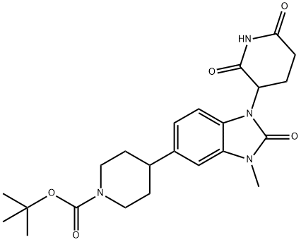 1-Piperidinecarboxylic acid, 4-[1-(2,6-dioxo-3-piperidinyl)-2,3-dihydro-3-methyl-2-oxo-1H-benzimidazol-5-yl]-, 1,1-dimethylethyl ester Structure