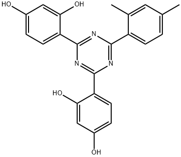 1,3-Benzenediol, 4,4'-[6-(2,4-dimethylphenyl)-1,3,5-triazine-2,4-diyl]bis- Structure