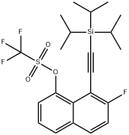 Methanesulfonic acid, 1,1,1-trifluoro-, 7-fluoro-8-[2-[tris(1-methylethyl)silyl]ethynyl]-1-naphthalenyl ester Structure