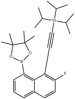 1,3,2-Dioxaborolane, 2-[7-fluoro-8-[2-[tris(1-methylethyl)silyl]ethynyl]-1-naphthalenyl]-4,4,5,5-tetramethyl- 구조식 이미지