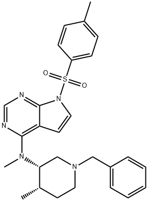 7H-Pyrrolo[2,3-d]pyrimidin-4-amine, N-methyl-N-[(3S,4S)-4-methyl-1-(phenylmethyl)-3-piperidinyl]-7-[(4-methylphenyl)sulfonyl]- Structure