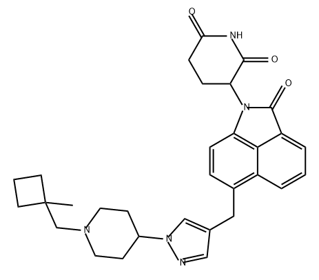 2,6-Piperidinedione, 3-[6-[[1-[1-[(1-methylcyclobutyl)methyl]-4-piperidinyl]-1H-pyrazol-4-yl]methyl]-2-oxobenz[cd]indol-1(2H)-yl]- Structure