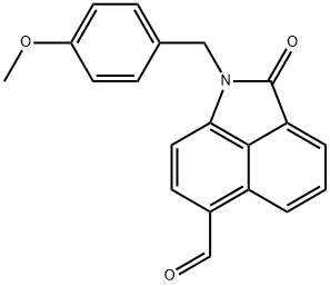 1,2-Dihydro-1-[(4-methoxyphenyl)methyl]-2-oxobenz[cd]indole-6-carboxaldehyde 구조식 이미지