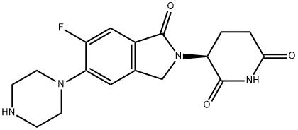 (S)-3-(6-fluoro-1-oxo-5-(piperazin-1-yl)isoindolin-2-yl)piperidine-2,6-dione Structure