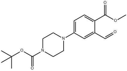 1-Piperazinecarboxylic acid, 4-[3-formyl-4-(methoxycarbonyl)phenyl]-, 1,1-dimethylethyl ester 구조식 이미지