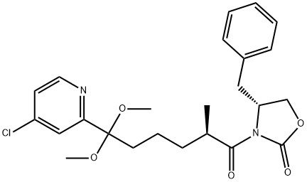 2-Oxazolidinone, 3-[(2R)-6-(4-chloro-2-pyridinyl)-6,6-dimethoxy-2-methyl-1-oxohexyl]-4-(phenylmethyl)-, (4R)- Structure