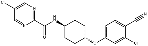 2-Pyrimidinecarboxamide, 5-chloro-N-[trans-4-(3-chloro-4-cyanophenoxy)cyclohexyl]- Structure