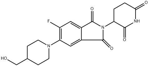 2-(2,6-dioxopiperidin-3-yl)-5-fluoro-6-(4-(hydroxymethyl)piperidin-1-yl)isoindoline-1,3-dione Structure