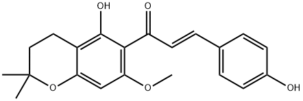 2-Propen-1-one, 1-(3,4-dihydro-5-hydroxy-7-methoxy-2,2-dimethyl-2H-1-benzopyran-6-yl)-3-(4-hydroxyphenyl)-, (2E)- Structure