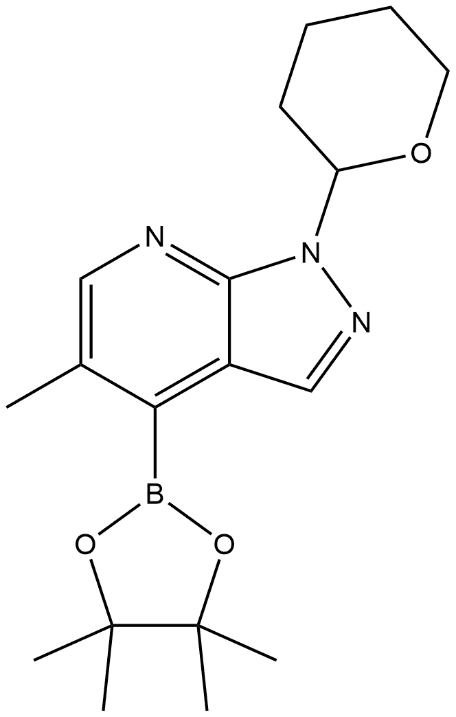 5-Methyl-1-(tetrahydro-2H-pyran-2-yl)-4-(4,4,5,5-tetramethyl-1,3,2-dioxaborolan-2-yl)-1H-pyrazolo[3,4-b]pyridine Structure