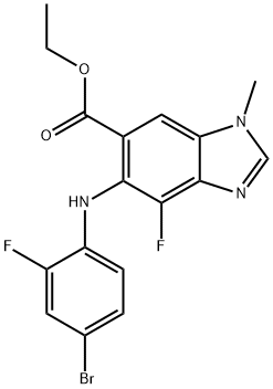 1H-Benzimidazole-6-carboxylic acid, 5-[(4-bromo-2-fluorophenyl)amino]-4-fluoro-1-methyl-, ethyl ester 구조식 이미지