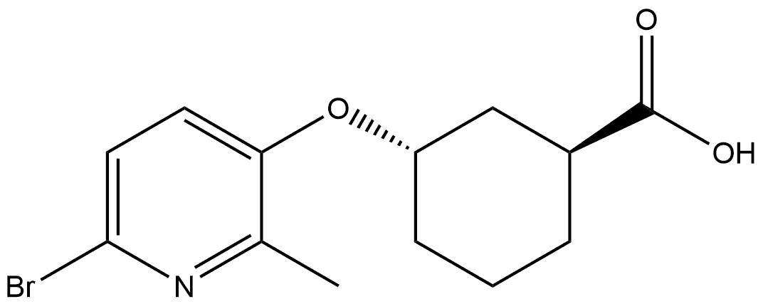 (1S,3S)-3-((6-bromo-2-methylpyridin-3-yl)oxy)cyclohexane-1-carboxylic acid Structure