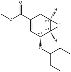 7-Oxabicyclo[4.1.0]hept-3-ene-3-carboxylic acid, 5-(1-ethylpropoxy)-, methyl ester, (1R,5R,6R)-rel- 구조식 이미지