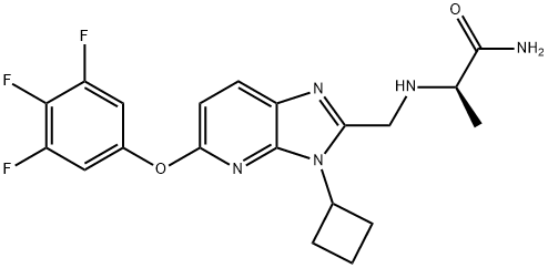 (2R)-2-[[[3-Cyclobutyl-5-(3,4,5-trifluorophenoxy)-3H-imidazo[4,5-b]pyridin-2-yl]methyl]amino]propanamide Structure