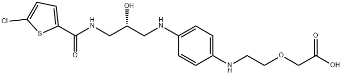 Acetic acid, 2-[2-[[4-[[(2R)-3-[[(5-chloro-2-thienyl)carbonyl]amino]-2-hydroxypropyl]amino]phenyl]amino]ethoxy]- 구조식 이미지