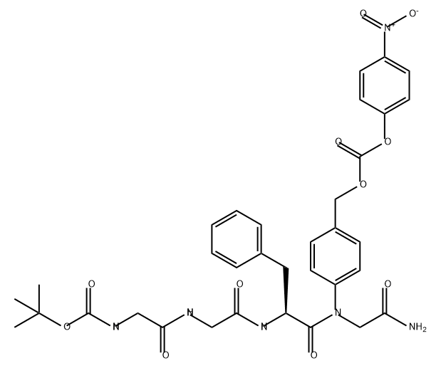 Glycinamide, N-[(1,1-dimethylethoxy)carbonyl]glycylglycyl-L-phenylalanyl-N-[4-[[[(4-nitrophenoxy)carbonyl]oxy]methyl]phenyl]- (9CI) 구조식 이미지