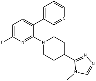 3,3'-Bipyridine, 6-fluoro-2-[4-(4-methyl-4H-1,2,4-triazol-3-yl)-1-piperidinyl]- 구조식 이미지