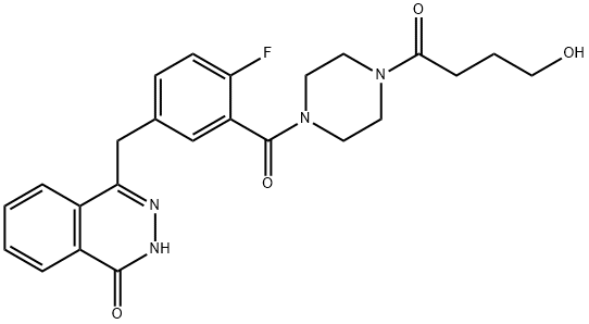 1(2H)-Phthalazinone, 4-[[4-fluoro-3-[[4-(4-hydroxy-1-oxobutyl)-1-piperazinyl]carbonyl]phenyl]methyl]- 구조식 이미지