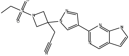 3-Azetidineacetonitrile, 1-(ethylsulfonyl)-3-[4-(7H-pyrrolo[2,3-d]pyrimidin-2-yl)-1H-pyrazol-1-yl]- Structure
