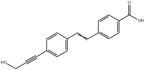 Benzoic acid, 4-[2-[4-(3-hydroxy-1-propyn-1-yl)phenyl]ethenyl]- Structure