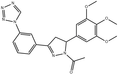 Ethanone, 1-[4,5-dihydro-3-[3-(1H-tetrazol-1-yl)phenyl]-5-(3,4,5-trimethoxyphenyl)-1H-pyrazol-1-yl]- Structure