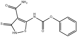 Phenyl N-[4-(aminocarbonyl)-2,3-dihydro-3-thioxo-5-isothiazolyl]carbamate Structure