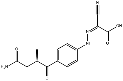 Acetic acid, 2-[2-[4-[(2R)-4-amino-2-methyl-1,4-dioxobutyl]phenyl]hydrazinylidene]-2-cyano-, (2Z)- Structure
