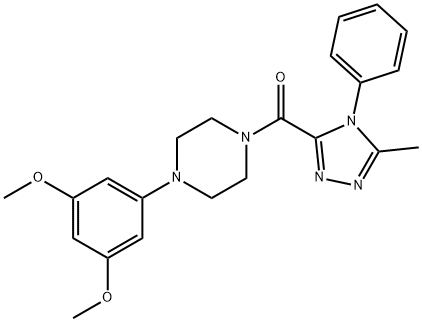 Methanone, [4-(3,5-dimethoxyphenyl)-1-piperazinyl](5-methyl-4-phenyl-4H-1,2,4-triazol-3-yl)- Structure