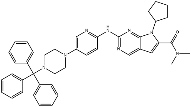 7-Cyclopentyl-N,N-dimethyl-2-[[5-[4-(triphenylmethyl)-1-piperazinyl]-2-pyridinyl]amino]-7H-pyrrolo[2,3-d]pyrimidine-6-carboxamide Structure