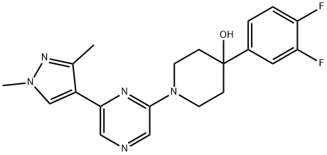 4-(3,4-difluorophenyl)-1-(6-(1,3-dimethyl-1H-pyrazol-4-yl)pyrazin-2-yl)piperidin-4-ol Structure