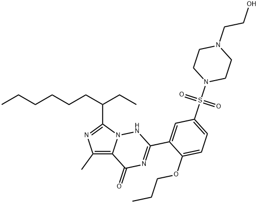 Imidazo[5,1-f][1,2,4]triazin-4(1H)-one, 7-(1-ethylheptyl)-2-[5-[[4-(2-hydroxyethyl)-1-piperazinyl]sulfonyl]-2-propoxyphenyl]-5-methyl- 구조식 이미지