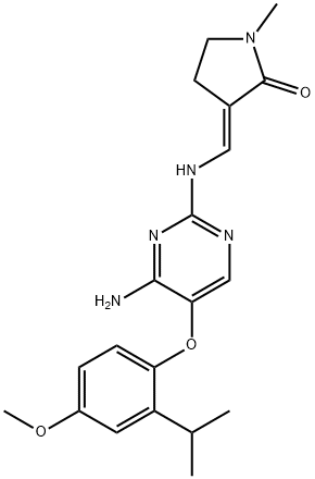 2-Pyrrolidinone, 3-[[[4-amino-5-[4-methoxy-2-(1-methylethyl)phenoxy]-2-pyrimidinyl]amino]methylene]-1-methyl-, (3E)- Structure