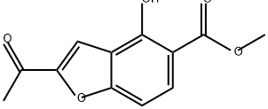 5-Benzofurancarboxylic acid, 2-acetyl-4-hydroxy-, methyl ester 구조식 이미지