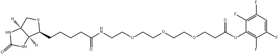 4,7,10-Trioxa-13-azaoctadecanoic acid, 18-[(3aS,4S,6aR)-hexahydro-2-oxo-1H-thieno[3,4-d]imidazol-4-yl]-14-oxo-, 2,3,5,6-tetrafluorophenyl ester Structure