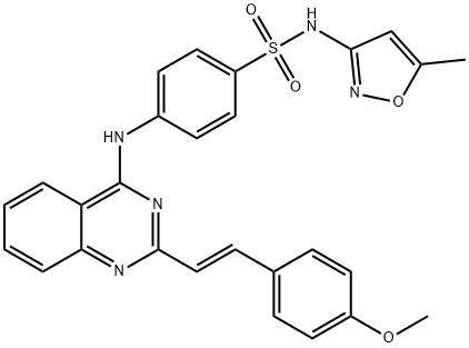 Benzenesulfonamide, 4-[[2-[(1E)-2-(4-methoxyphenyl)ethenyl]-4-quinazolinyl]amino]-N-(5-methyl-3-isoxazolyl)- Structure