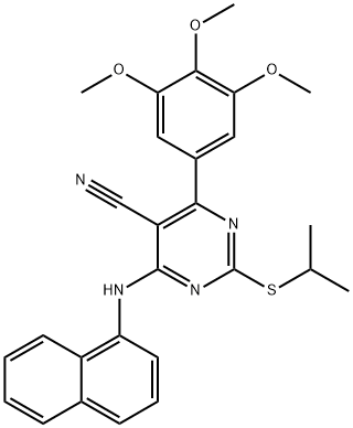 5-Pyrimidinecarbonitrile, 2-[(1-methylethyl)thio]-4-(1-naphthalenylamino)-6-(3,4,5-trimethoxyphenyl)- 구조식 이미지