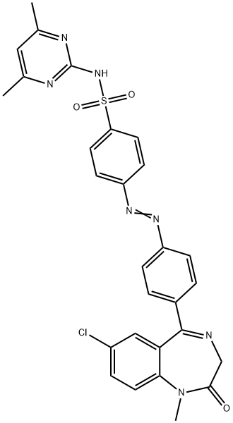 Benzenesulfonamide, 4-[2-[4-(7-chloro-2,3-dihydro-1-methyl-2-oxo-1H-1,4-benzodiazepin-5-yl)phenyl]diazenyl]-N-(4,6-dimethyl-2-pyrimidinyl)- Structure