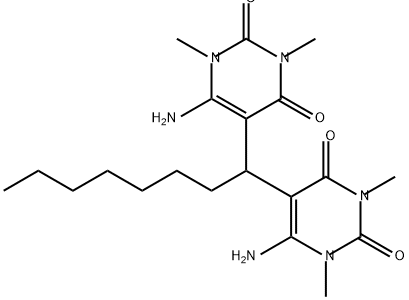 2,4(1H,3H)-Pyrimidinedione, 5,5'-octylidenebis[6-amino-1,3-dimethyl- 구조식 이미지