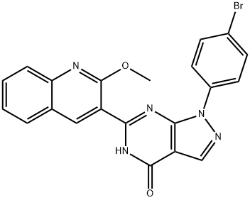 4H-Pyrazolo[3,4-d]pyrimidin-4-one, 1-(4-bromophenyl)-1,5-dihydro-6-(2-methoxy-3-quinolinyl)- Structure