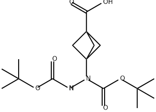 1,2-Hydrazinedicarboxylic acid, 1-(3-carboxybicyclo[1.1.1]pent-1-yl)-, 1,2-bis(1,1-dimethylethyl) ester Structure