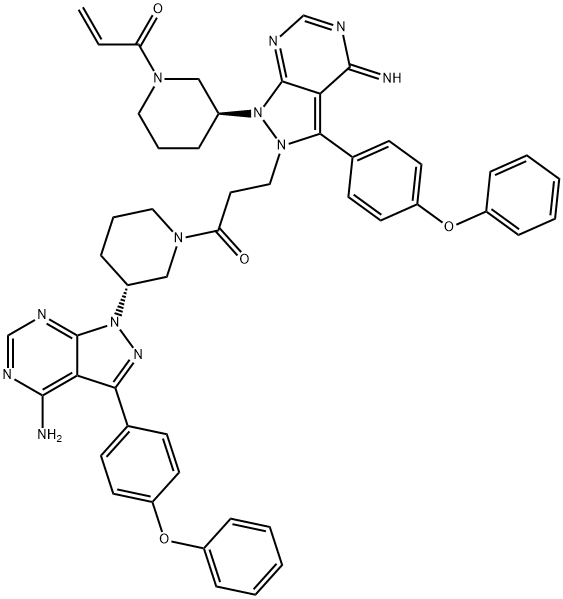 2-Propen-1-one, 1-[(3S)-3-[2-[3-[(3R)-3-[4-amino-3-(4-phenoxyphenyl)-1H-pyrazolo[3,4-d]pyrimidin-1-yl]-1-piperidinyl]-3-oxopropyl]-2,4-dihydro-4-imino-3-(4-phenoxyphenyl)-1H-pyrazolo[3,4-d]pyrimidin-1-yl]-1-piperidinyl]- Structure