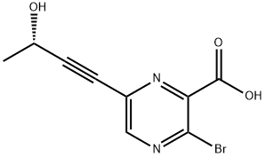 2-Pyrazinecarboxylic acid, 3-bromo-6-[(3S)-3-hydroxy-1-butyn-1-yl]- 구조식 이미지